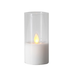 LED žvakė su tikro stiklo gaubtu, 10 cm LED žvakė su tikro stiklo gaubtu, 10 cm