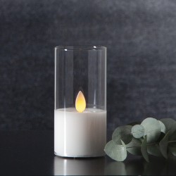 LED žvakė su tikro stiklo gaubtu, 10 cm LED žvakė su tikro stiklo gaubtu, 10 cm