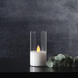 LED žvakė su tikro stiklo gaubtu, 10 cm LED žvakė su tikro stiklo gaubtu, 10 cm