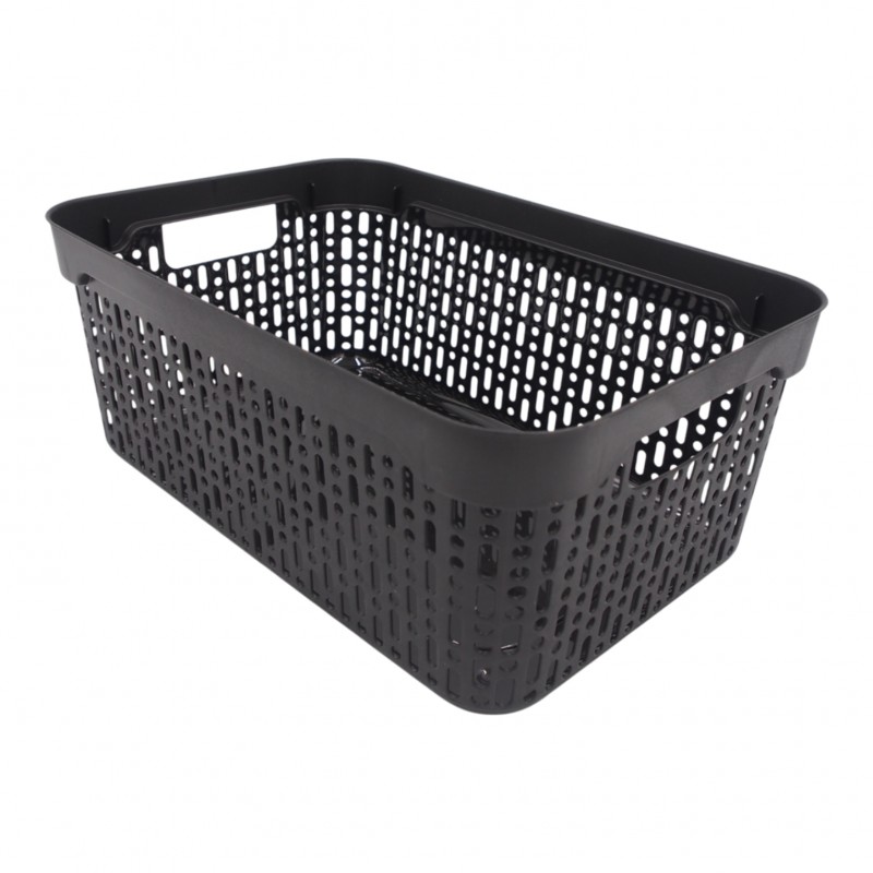 Plastikinė dėžutė su skylutėmis, 30 × 20 × 12 cm JUODA