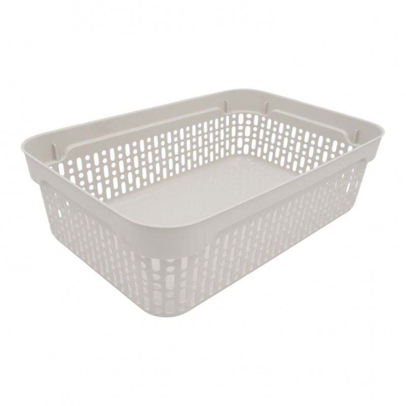 Plastikinė dėžutė su skylutėmis, 40 × 30 × 13 cm BALTA
