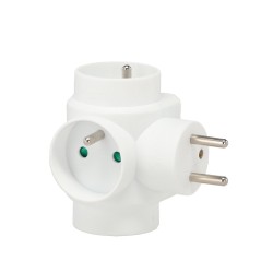 3 lizdų maitinimo adapteris, baltas 3 lizdų maitinimo adapteris, baltas