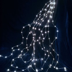 LED švieselių girlianda ant sidabrinių vielučių, 200 LED, 10x2 m, šaltai balta, IP44