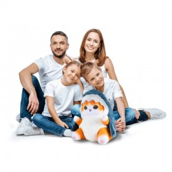 Minkšta pliušinė pagalvėlė – katinas rykliuko kostiume