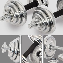 20 kg chromuotų hantelių ir štangos rinkinys