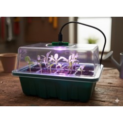Mini šiltnamių rinkinys daiginimui su LED apšvietimu – 3 vnt.