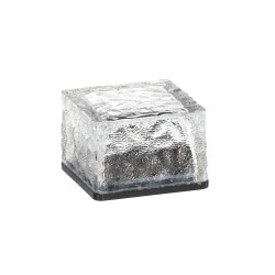 Stiklinė saulės lempa – kubas 7 × 7 × 5 cm, šaltai balta LED