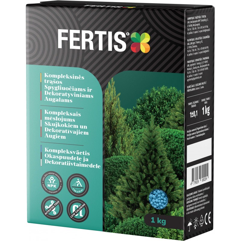 Kompleksinės trąšos Spygliuočiams ir dekoratyviniams augalams FERTIS, 1kg