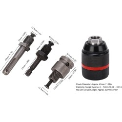 Griebtuvas gręžtuvui 1/ 2'' Ø2-13mm su adapteriais 4vnt. Griebtuvas gręžtuvui 1/ 2'' Ø2-13mm su adapteriais 4vnt.