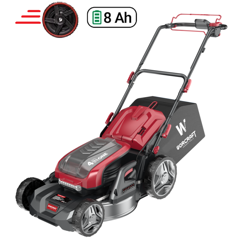 Akumuliatorinė vejapjovė savaeigė WORCRAFT su 8.0Ah akumuliatoriais 40V (20V/ 4vnt)