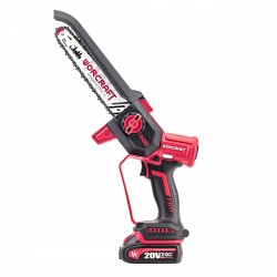 Akumuliatorinis grandininis mini pjūklas WORCRAFT 8" 20V LI-ION 2x2.0Ah (pl.dėž.)