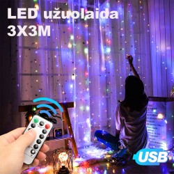 LED USB Užuolaida - Girlianda, spalvota LED USB Užuolaida - Girlianda, spalvota