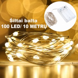Šiltai balta LED girlianda, 100 LED, 10 m AA Šiltai balta LED girlianda, 100 LED, 10 m AA