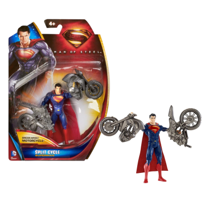 Superman-Figur mit Motorrad