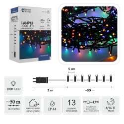 LED girlianda, 1000 LED, 53 m, spalvota LED girlianda, 1000 LED, 53 m, spalvota