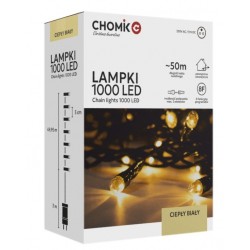 LED girlianda, 1000 LED, 53 m, šiltai balta