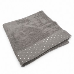 70 × 140 cm pilkos spalvos medvilnės ir poliesterio rankšluostis su baltais taškeliais 70 × 140 cm pilkos spalvos medvilnės ir poliesterio rankšluostis su baltais taškeliais