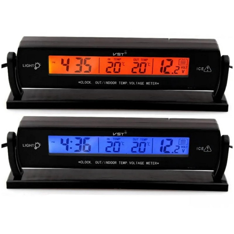 Elektronisches Autothermometer mit Uhr