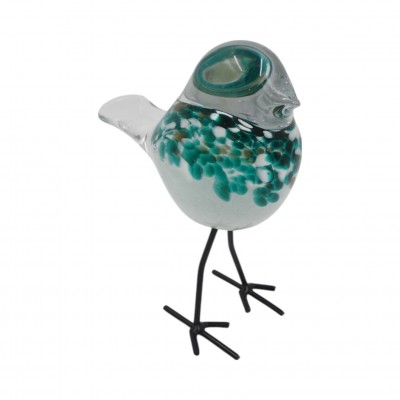 Glasdekoration „Vogel“ – 18×8×19 cm Weiß