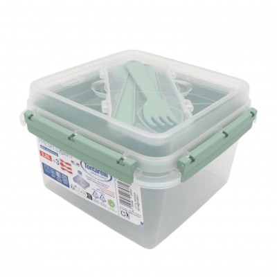 Quadratische Lunchbox mit Werkzeug und Innenfach (2,25 l)