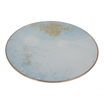 Keramikteller mit blau-goldenem Dekor, 27 cm