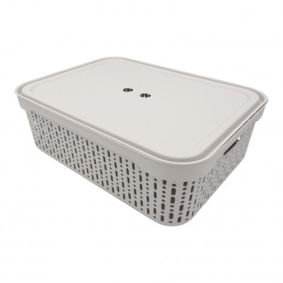 Kunststoffbox mit Deckel, 30×20×9 cm, WEISS