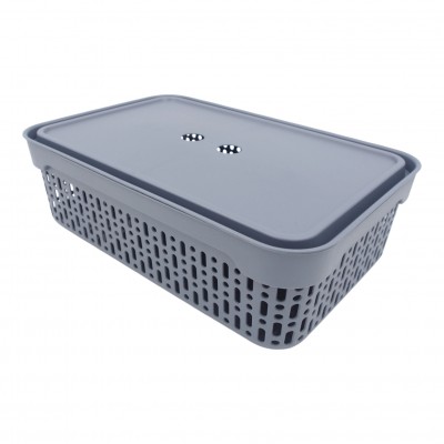Kunststoffbox mit Deckel 40×30×13 cm GRAU
