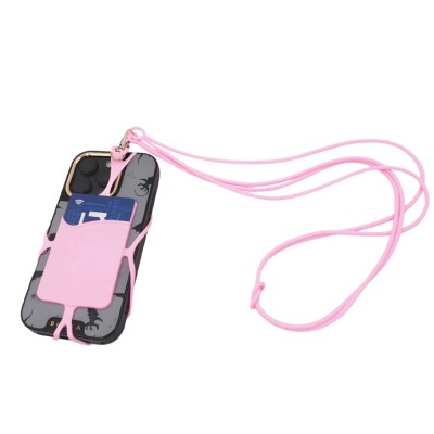 Handyhülle mit Trageband und Kartenfach, rosa