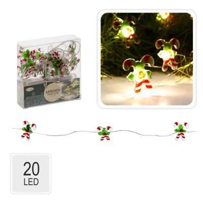 Weihnachtliche LED-Girlande mit Süßigkeitenfiguren, 20 LEDs