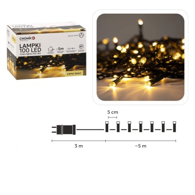 Weihnachts-LED-Girlande, 100 LEDs, warmweißes Licht, 5 m