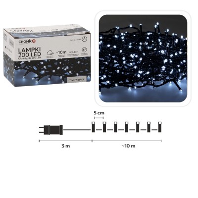 Weihnachts-LED-Girlande, 200 LEDs, kaltweißes Licht, 10 m