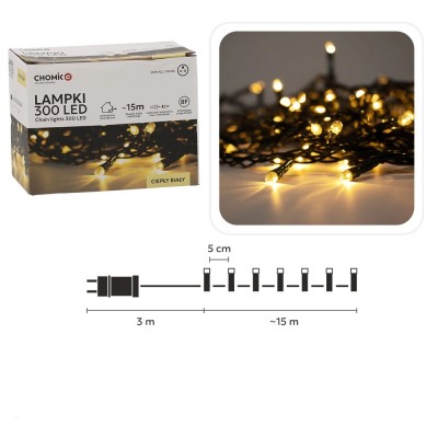 Weihnachts-LED-Girlande, 300 LEDs, warmweißes Licht, 15 m