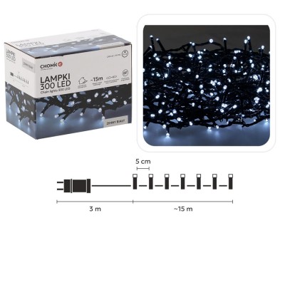 Weihnachts-LED-Girlande, 300 LEDs, kaltweißes Licht, 15 m