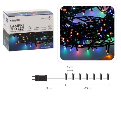 Weihnachts-LED-Girlanden, 300 LEDs, mehrfarbig, 15 m