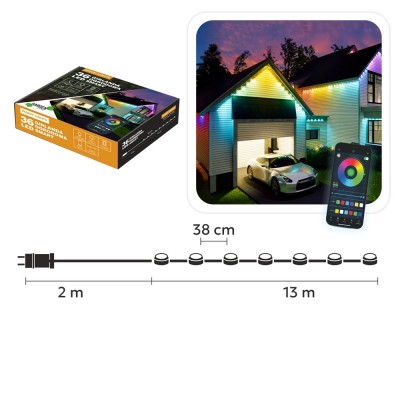 Intelligente LED-Girlande „SMART LIGHTS“, 36 LEDs, 13 m, mehrfarbig, IP65