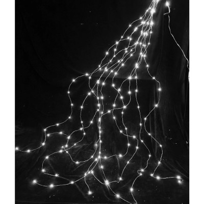 LED-Lichterkette an Silberdrähten, 200 LEDs, 10 x 2 m, kaltweiß, IP44