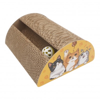 Katzenkratzbaum aus Pappe mit Spielzeug, 25 x 23 x 11 cm