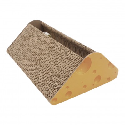 Katzenkratzbaum aus Pappe mit Spielzeug „Käse“, 25 x 18 x 8,5 cm