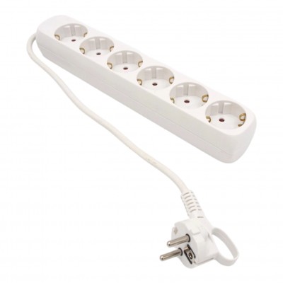 Verlängerungskabel/Splitter mit 6 Steckdosen (weiß)