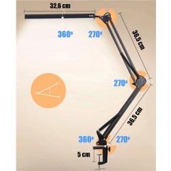 LED-Tischleuchte mit Halterung (verstellbar, USB)