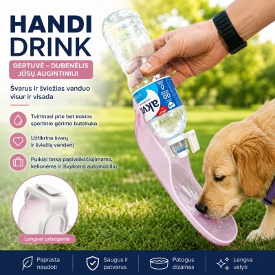 Reise-Wasserflasche mit integriertem Napf für Haustiere – HANDI DRINK