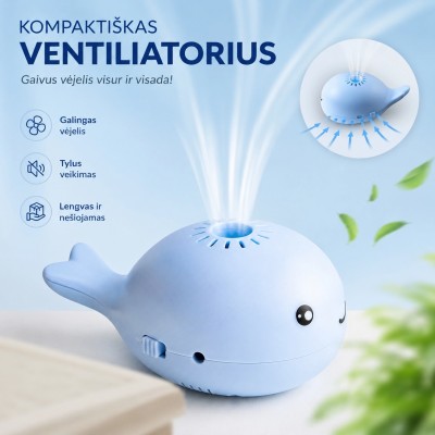 Mini-Ventilator mit fliegender Kugel (blau)