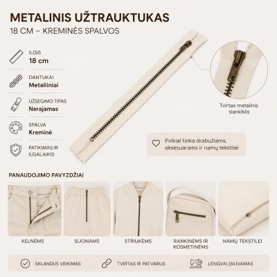 Metallreißverschluss 18 cm – weiß