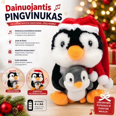 Weihnachtsplüsch-Singpinguin mit Baby