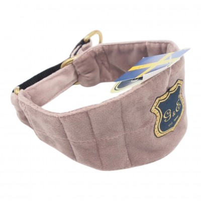 Luxuriöses Samt-Hundehalsband 35 cm – rosa