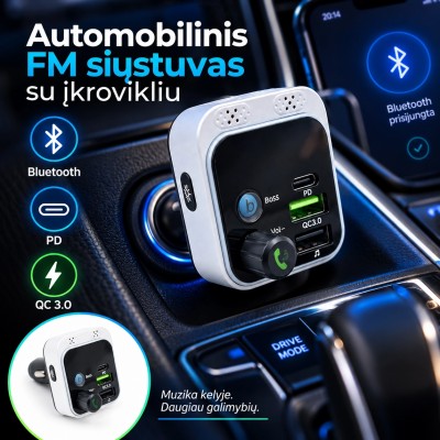 Bluetooth-FM-Transmitter fürs Auto mit Ladegerät TR2477A