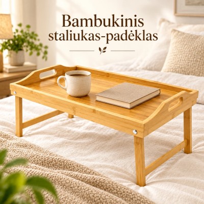 Bambustablett mit klappbaren Beinen