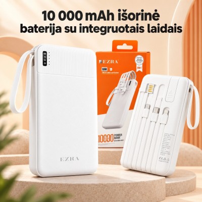 Externer Akku mit integrierten Kabeln EZRA PB147-1 10.000 mAh