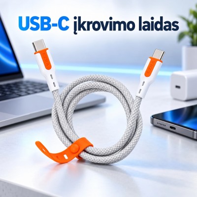 USB-C-zu-USB-C-Schnellladekabel EZRA DC373 60 W, 1 m