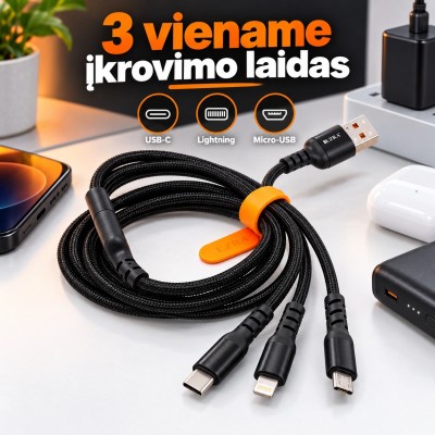 Universelles 3-in-1-Ladekabel EZRA DC302 15 W